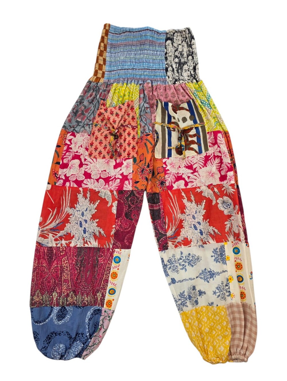 Patchwork Harem Balloon Pants Boho Festival One Size Cotton Hippie Colorful
